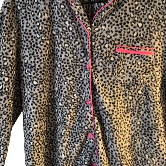 Pre Owned Women’s Celestial Dreams Sleep Lounge Button Up Shirt Cheetah Print Lg - Picture 4 of 11